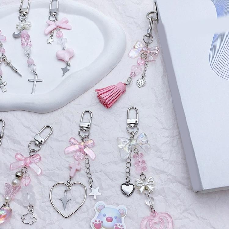 Cute Heart Butterfly Bowknot Charm Pendant Phone Straps Pocket Keychain Strap