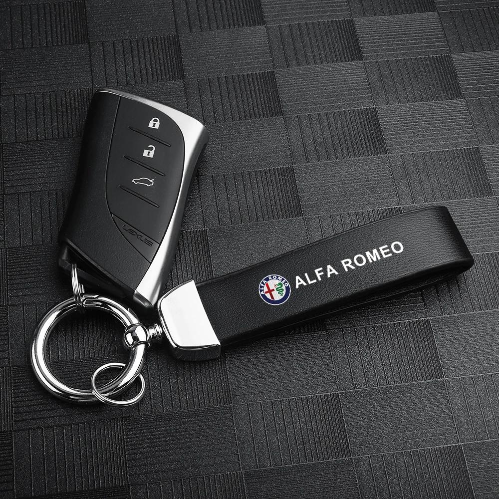Car Stickers For Alfa Romeo Car Key Chain PU Leather Keyring Car Pendant Gift For Alfa Romeo Giulietta Giulia GT Brera Mito F1 S