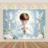 My First Holy Communion fabric background God bless baptism Baptism Crucifix chalice gold sequins photography Studio props49