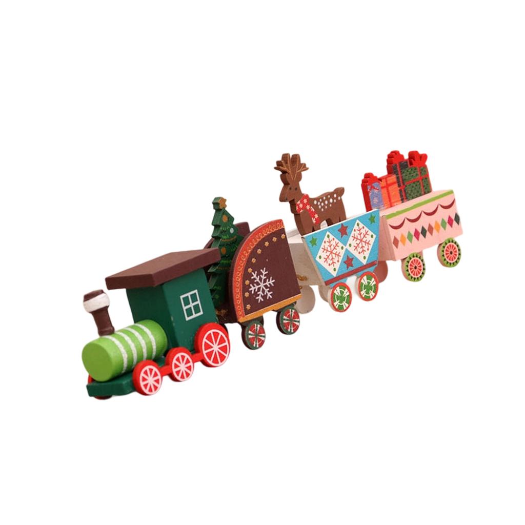 Christmas Wooden Train Window Decoration Handcrafted Festival Home Display Ornament Kids Room Decorative Item