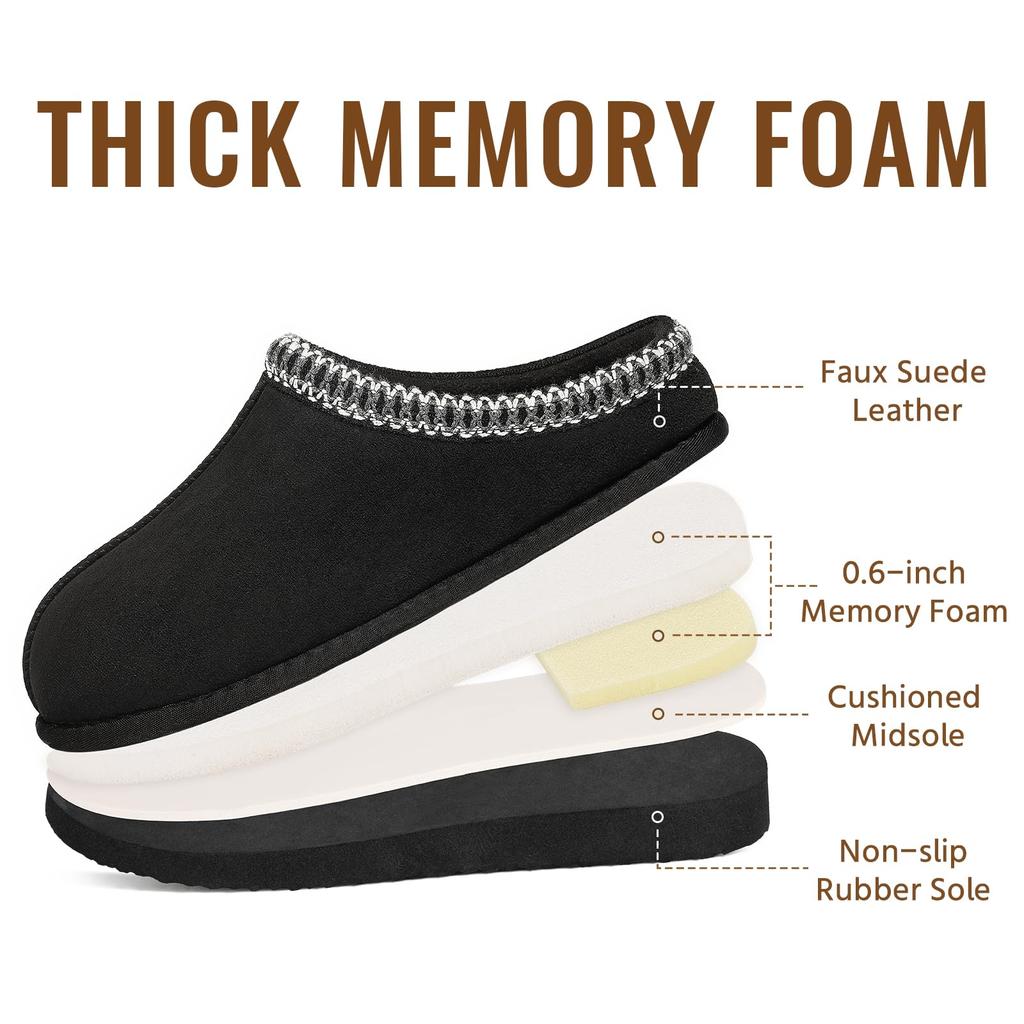 Fashion Crestar Women's Memory Foam Fuzzy Slippers New Genuine Suede Fluffy Slippers Women Men Cozy Warm House Shoes Indoor and Outdoor