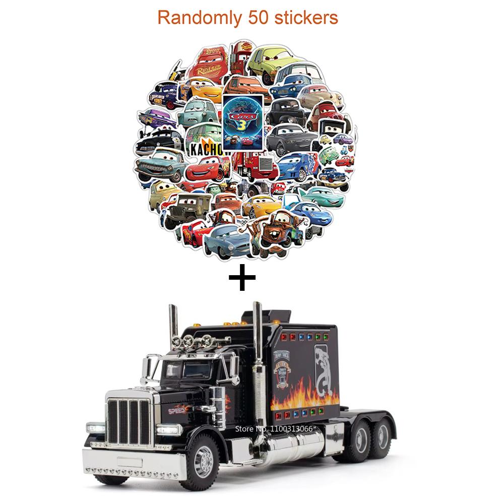 1:24 Peterbilt 389 Toys Alloy Cars Diecast Models with Light Music Pull Back Vehicle 3 Doors Opened Miniature Car for Boys Gifts