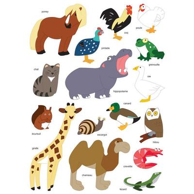 MegaCréa DIY - Animal Stickers 3 from 2.8 To 10 Cm 32 Pieces