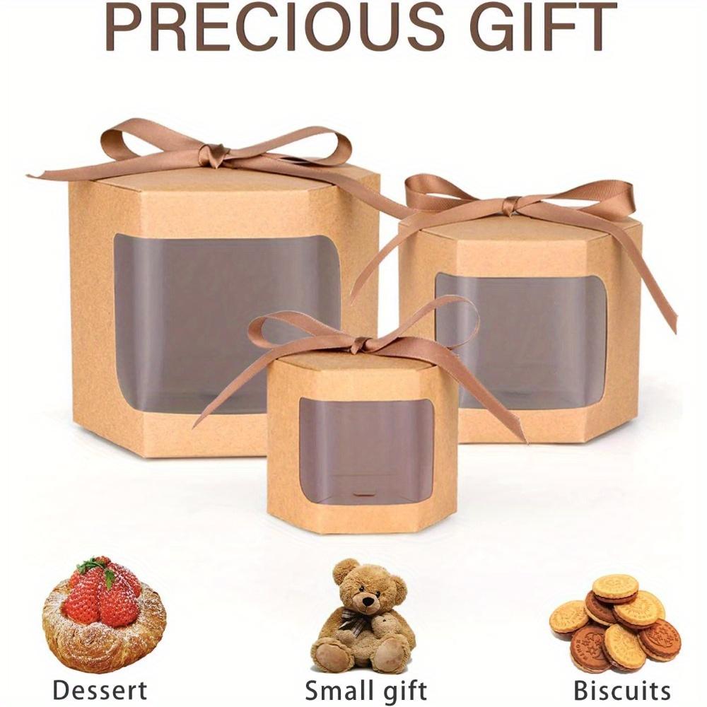 50pcs Gift Box with Display Window Hexagonal Paper Box with Lid Suitable for Gifts Handicrafts Cakes Candy Boxes Wedding Parties Birthday Gift Boxes