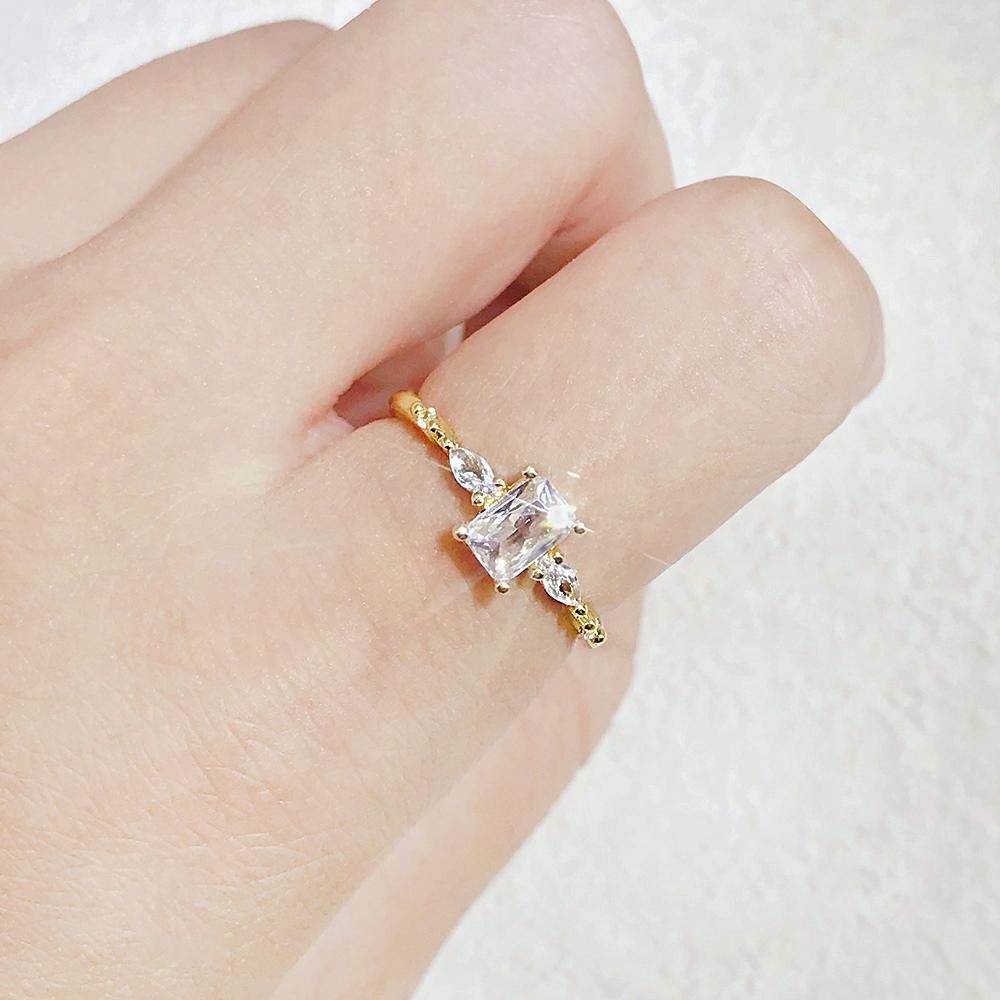 

Ins Style Dainty Rings For Women Kpop Geometric Cubic Zirconia Gold Color Fashion Finger Jewelry Wedding Party Girls Gift KAR221 5