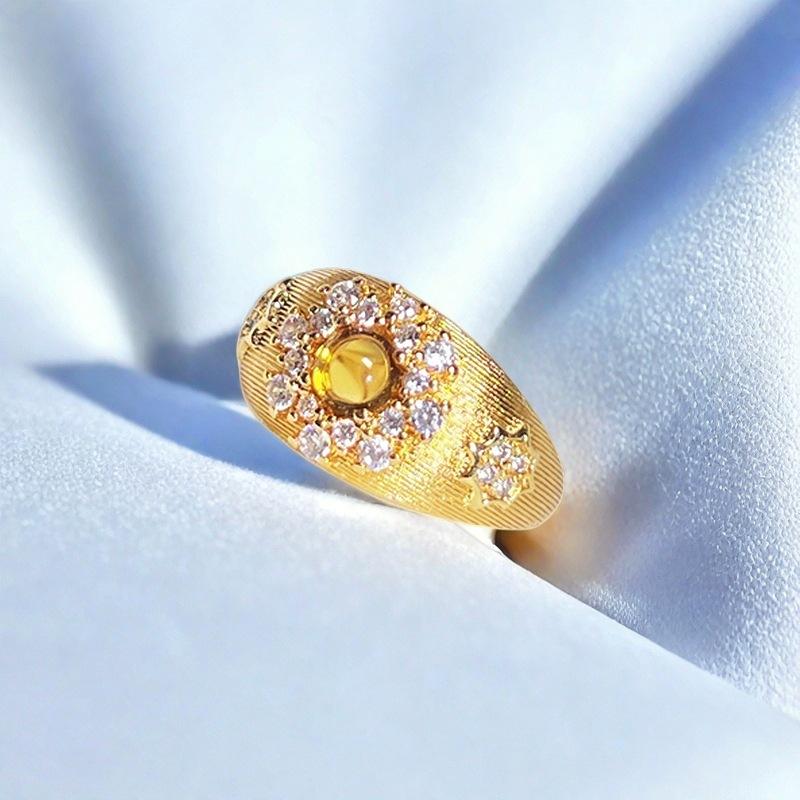 Micro-Set Zircon Bright Imitation Diamond Open Ring Light Luxury High Sense Niche Design Fashion Accessories Women