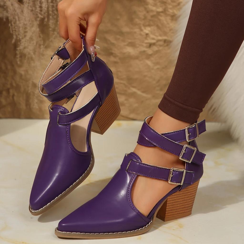 Sandali Estivi 2025 Donna Nuovi Quadrati Tacco Alto Punta Affilata Moda Fibbia Metallica Sexy Versatili 36-43 Sandali Grandi