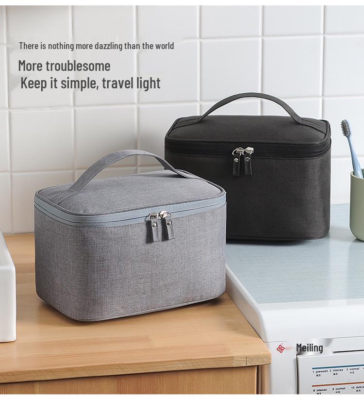 Vielseitige wasserdichte Kultur- und Make-up-Tasche für Reisen, Fitness und den täglichen Gebrauch - Unisex, einfarbig, tragbar, großes Fassungsvermögen.