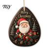 Cute Elk Holiday Ornaments 2D Christmas Wooden Door Hanger Ornaments, Santa Snowman Reindeer Welcome Wall Home Entrance Accents Sign, Rustic Farmhouse