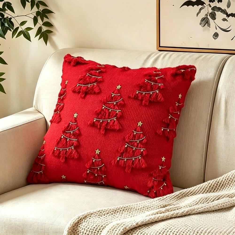 Soft Throw Pillow Cover Xmas Tree Decorative Cushion Cover Plush Cushion Cover Home Decor
