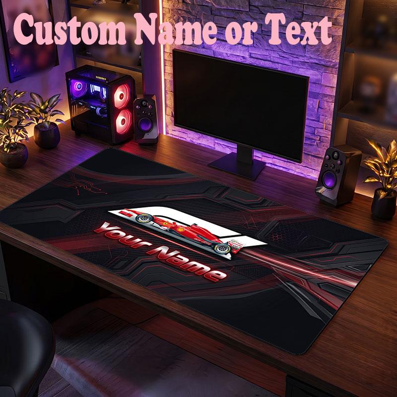 F1 Customized Name Text Mouse Pad, Large Desk Mouse Mat Personalized Home Office Present