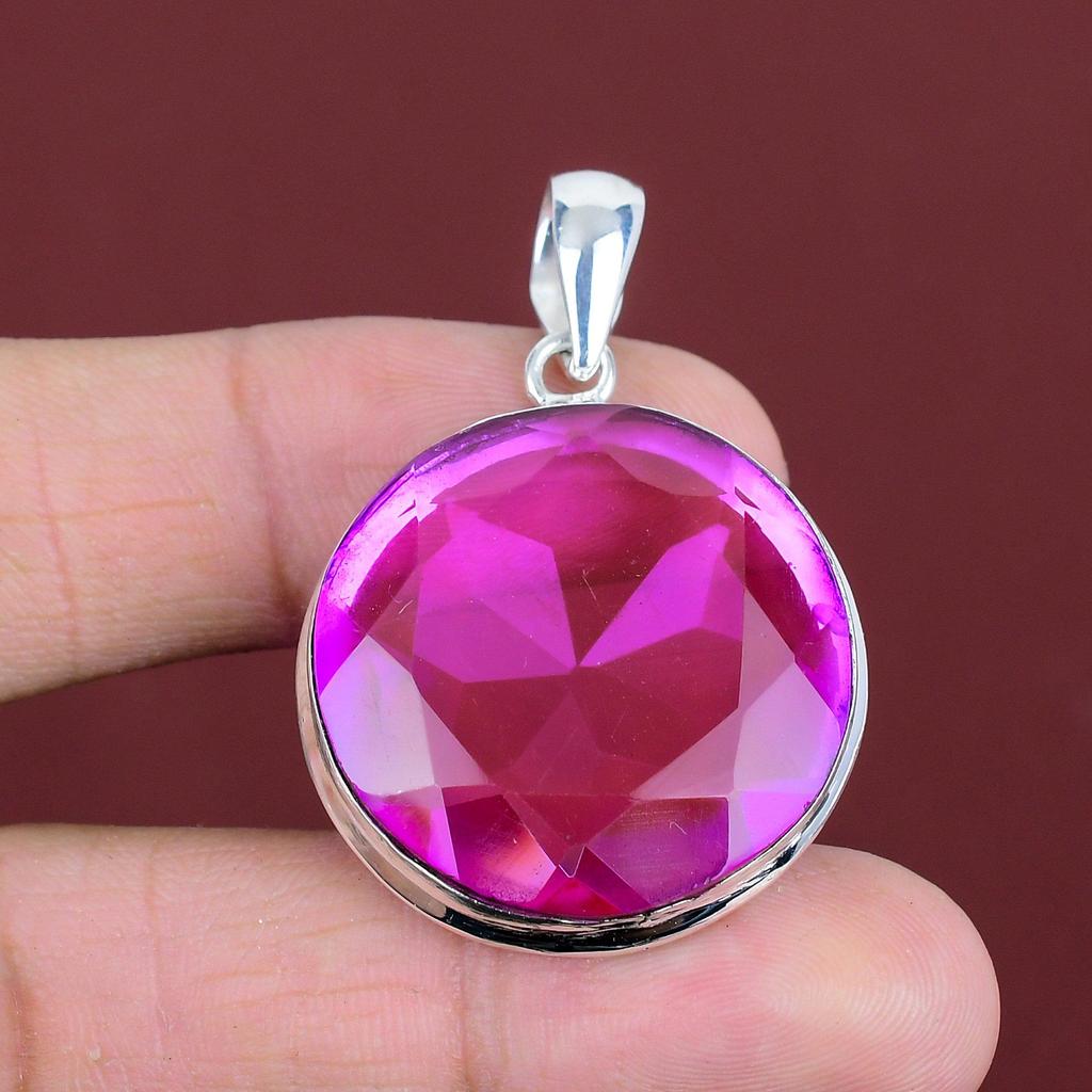 Faceted Pink Tourmaline Pendant 925 Sterling Silver Pendant Handmade Pendant Gemstone Jewelry Designer Pendant Gifts for Friend Boho Jewelry