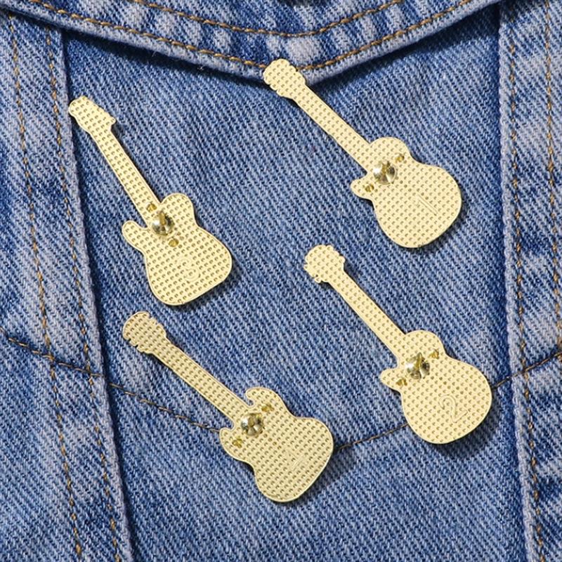 Colorful Cartoon Guitar Brooch - Musical Instrument Metal Badge Pin