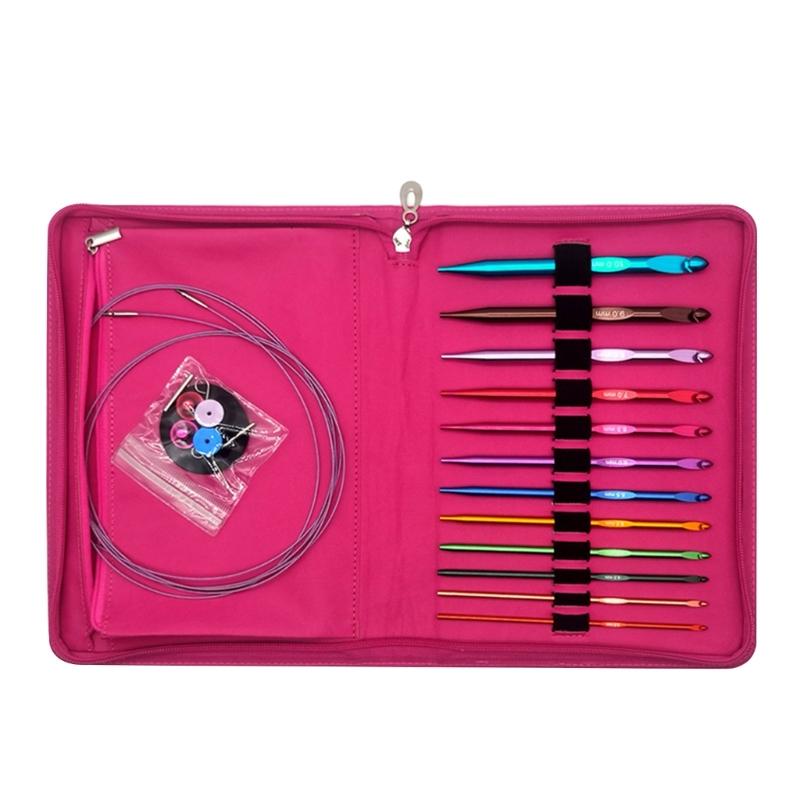 12Pair Interchangeable Circular Knitting Needle Set 3.0mm-10mm Aluminum Circular Knitting Needle Set with Leather Case 1