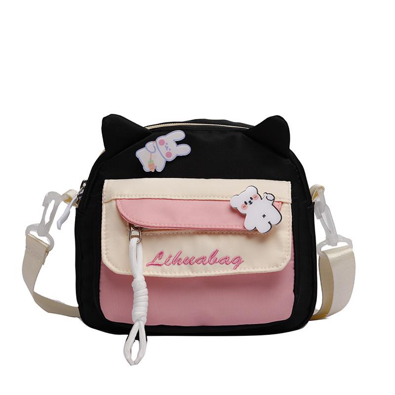 

Новая сумка-мессенджер нейлоновая женская маленькая сумка милая сладкая сумка через плечо мягкая сестра маленькая свежая студенческая сумка-мессенджер single package without pendant чёрный