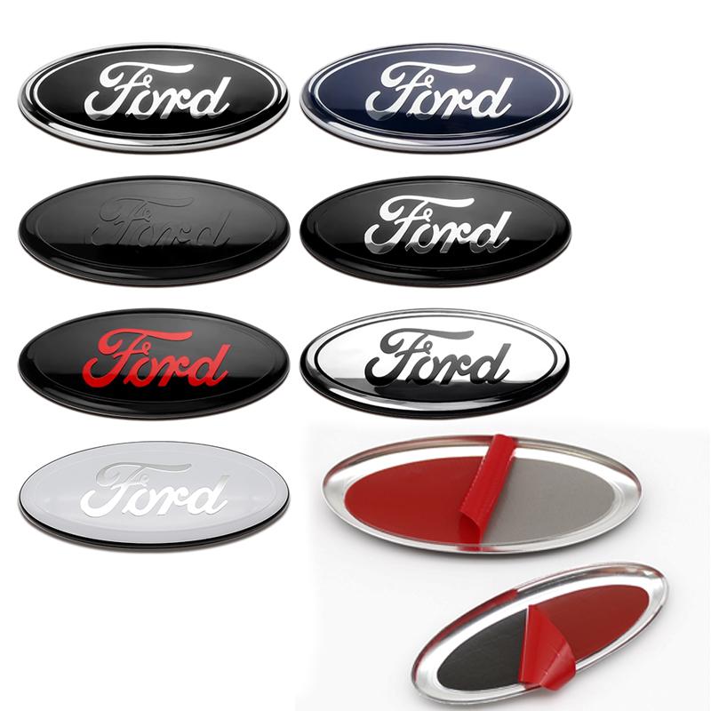 AJJ1 Ford Metal All Sizes Logo For Focus Mondeo Edge Ecosport Fiesta Fusion Rear Trunk Emblem Metal Cover Sticker Badge Classic Blue