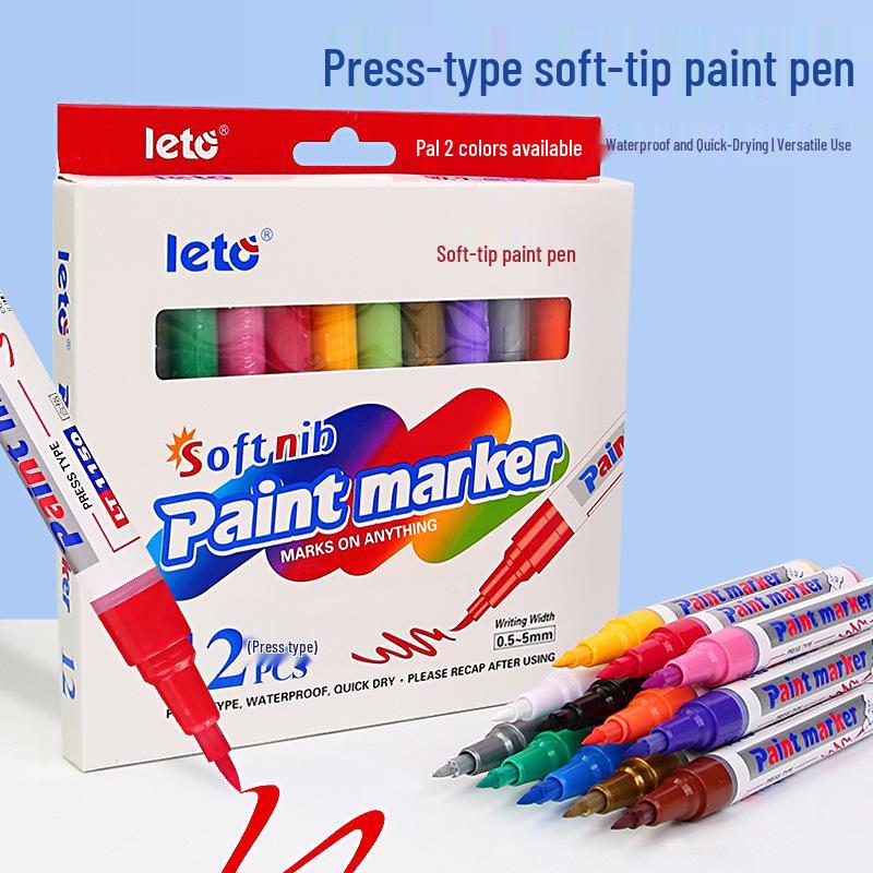 Letu Eco-Friendly Soft-tip Paint Pen Set - DIY Hand-painted, Graffiti, Colored, Waterproof, and Fade-resistant.
