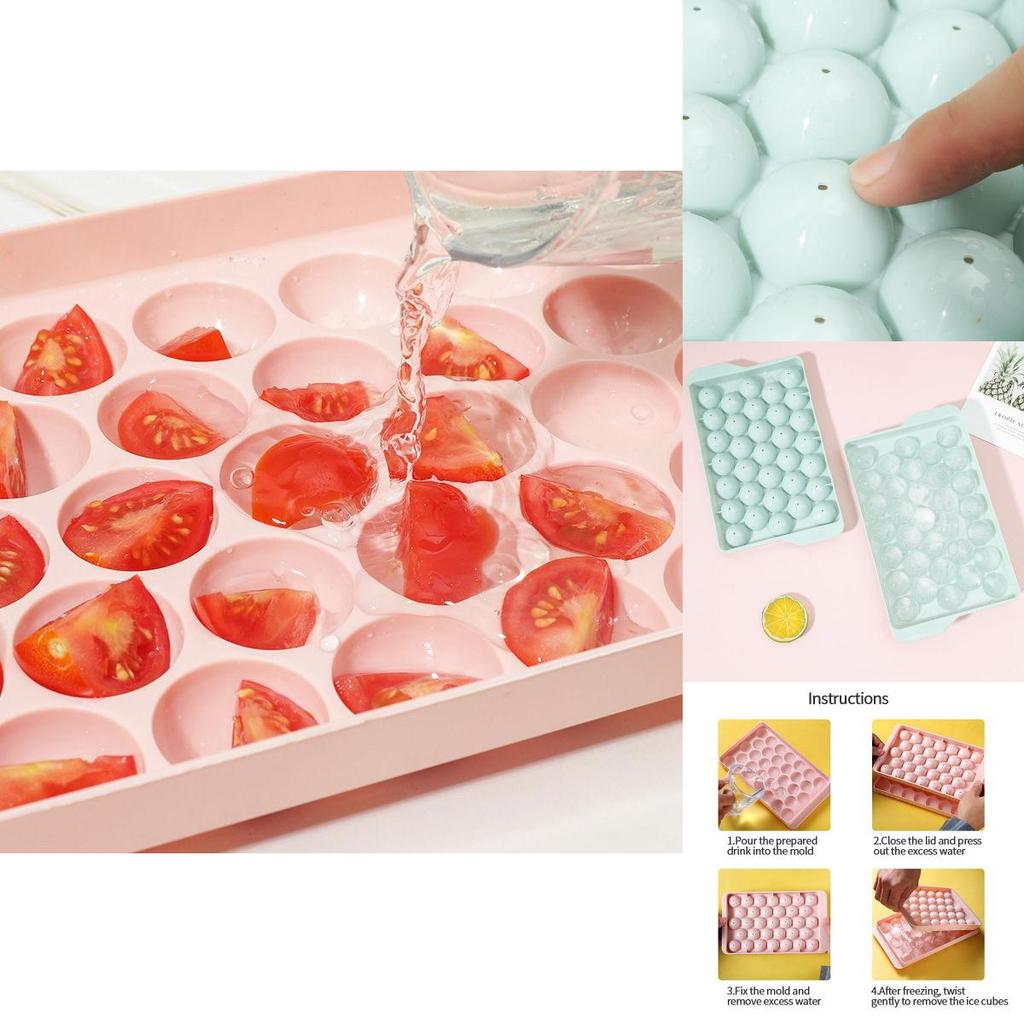 Durable Plastic Round Ice Tray With Lid Ideal Mold For Spherical Ice Cubes