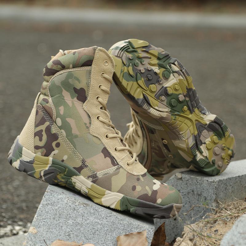 Outdoor Men's Boots High Top Python Camouflage Combat Boots Tactical Desert Boots Men Shoes  Motorcycle Boots Woman