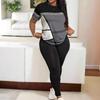 Women's 2-Piece Shirts & Long Pants Set Short Sleeve Printed T-Shirts Sport Pants