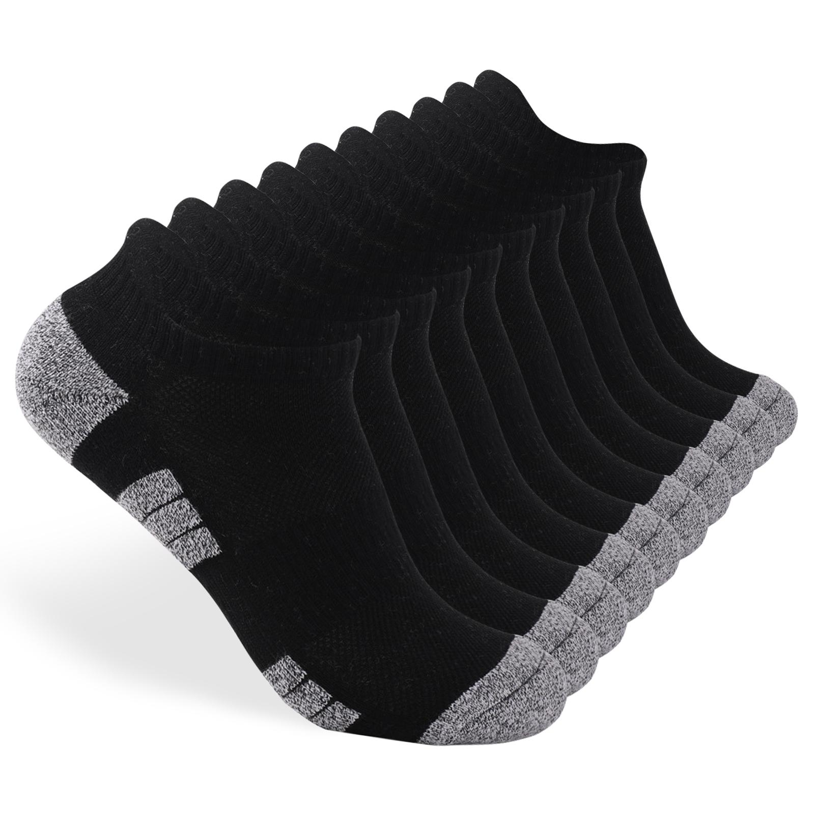 

6 пар носков для бега для мужчин и женщин, дышащие, амортизирующие спортивные носки до щиколотки, низкие носки, для спорта на открытом воздухе, пеших прогулок, бега L - 10 packs чёрный