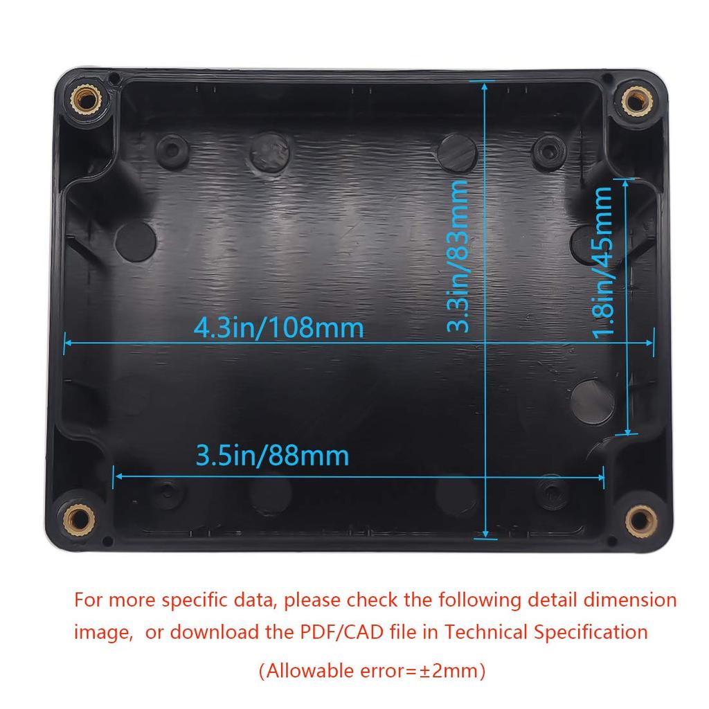Junction Box, Zulkit Project Box IP65 Waterproof Outdoor Box ABS Plastic Electrical Boxes Electronic Enclosure Black 4.5 X 3.5 X 2.2 Inch(115 X 90 X