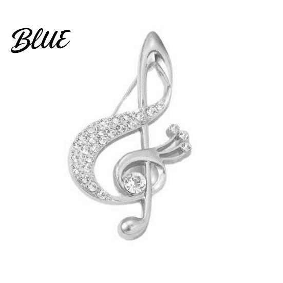 Spilla Decorazione Donna Scintillante Strass Intarsiato Forma Nota Musicale Anti-Esposizione