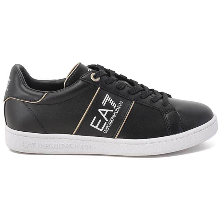 Emporio Armani Round Toe Lace-Up Comfortable Low-Top Sneakers Unisex Sneakers Black X8X102XK346M700