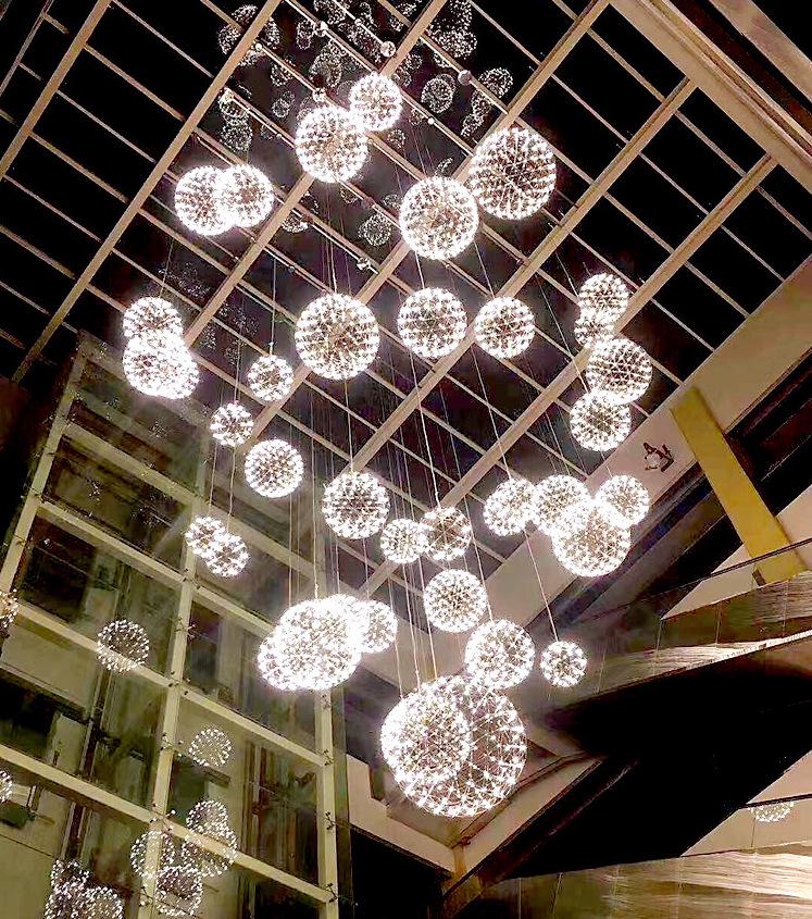 Golden Sparkle Chandelier for Shopping Malls, Hotels, Bars, Clothing Stores, Cafes, Stairs, & Restaurants