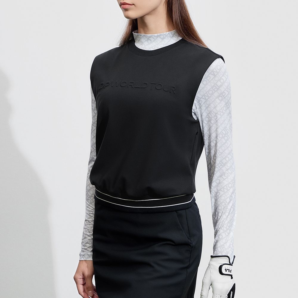 FILA All Over Print Design T-Shirt And Vest Casual Set Women sets Light-Blue Black A11W415201F-BK