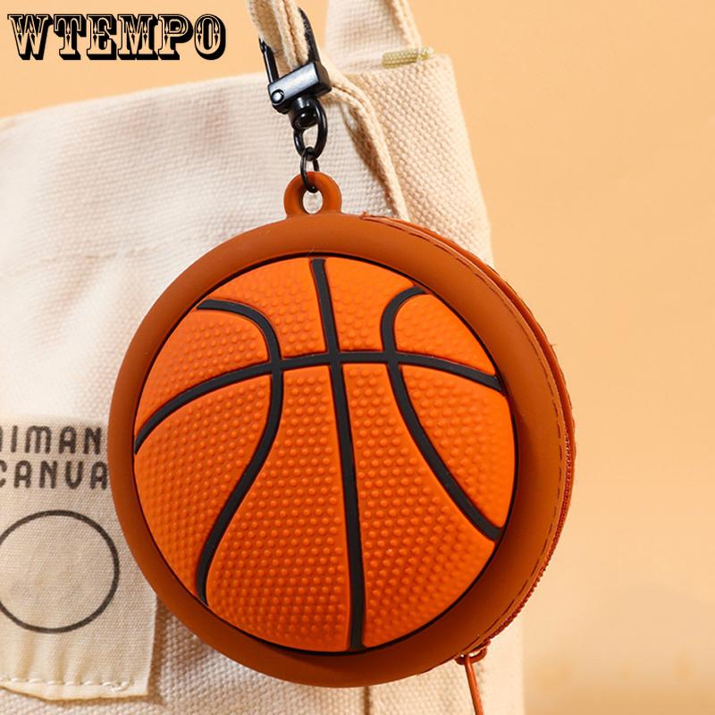 

WTEMPO Creative Sporty Mini Coin Purse Ball Series Zipper Soft Storage Bag DIY Casual Headphone Case and Hanging Accessory Various Ball Game Souvenirs 1pc