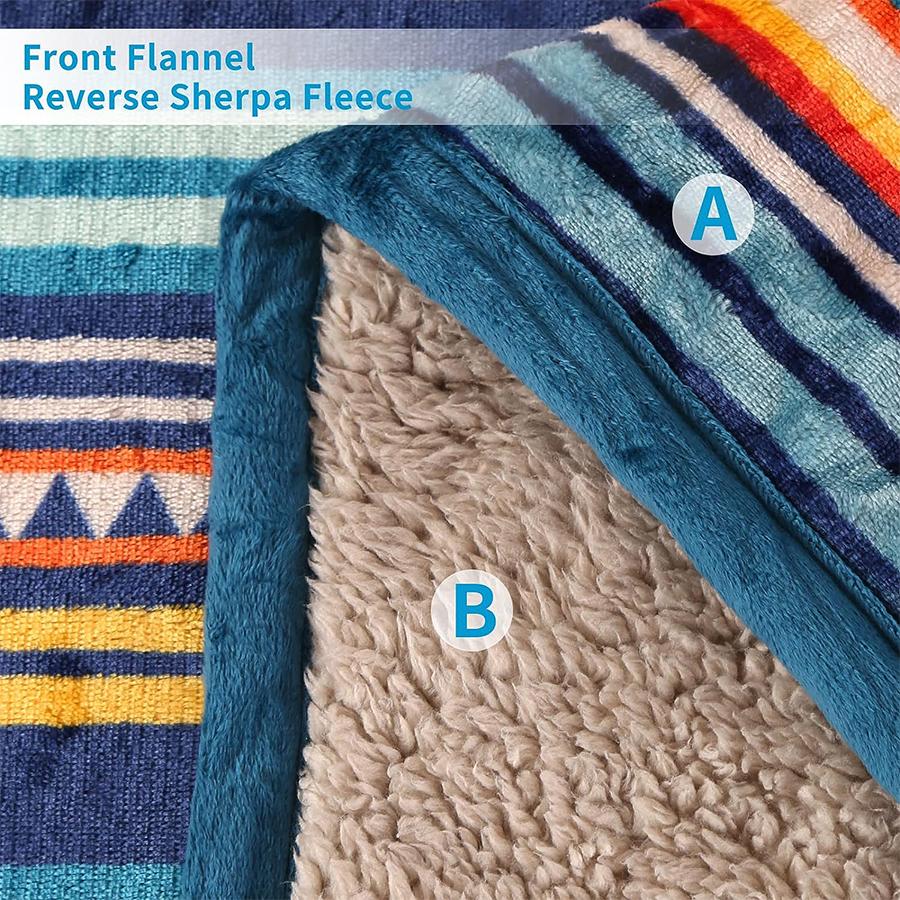 Nordic Bohemian Flannel Blanket - Double-Layer Lamb Wool Thickened Warm for Sofa Bed, Travel & Home Office, 200x150cm Hypoallerg
