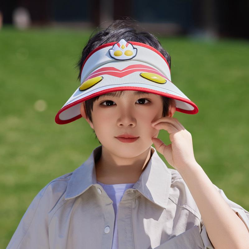 Children's Hat Cartoon Ultraman Big Brim Sun Protection Hat for Boys and Girls Summer Outdoor Travel Shading Empty Top Hat