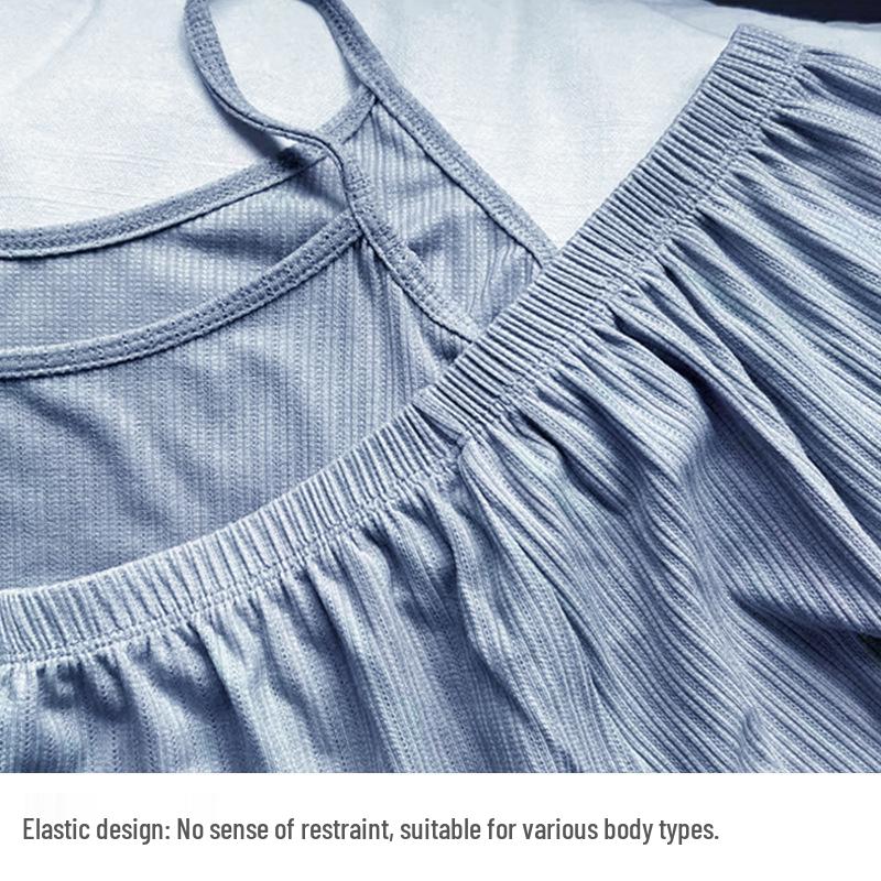 Women's Plus Size Breathable Two-Piece Pajama Set - Solid Color Camisole and Shorts