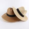 Straw Hat High-Density Natural Straw Fabric Lightweight Breathable Sun Protection Wide Brim Flat Top Summer Hat