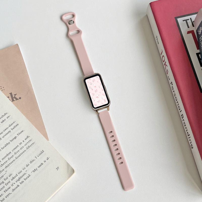 

Совместимый силиконовый ремешок для Huawei Band 7/8/9/10 NFC и Honor 6/7, унисекс браслет Band 7/7NFC (Rose Gold Connector)