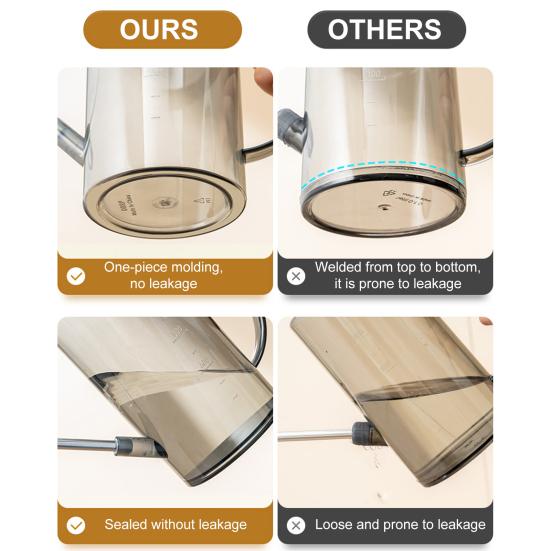 Vattenkanna med lång pip 1L Vattenkanna med bred öppning Transparent vattenkanna med dusmunstycke för hemträdgårdsskötsel Kontor Inomhusväxter