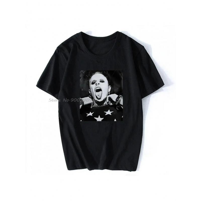 Keith Flint Prodigy Firestarter Grafisk T-shirt - Unisex Stretch Rundhals Kortärmad, Anime Harajuku Streetwear med Ikoniskt Keith Flint Ansikte &