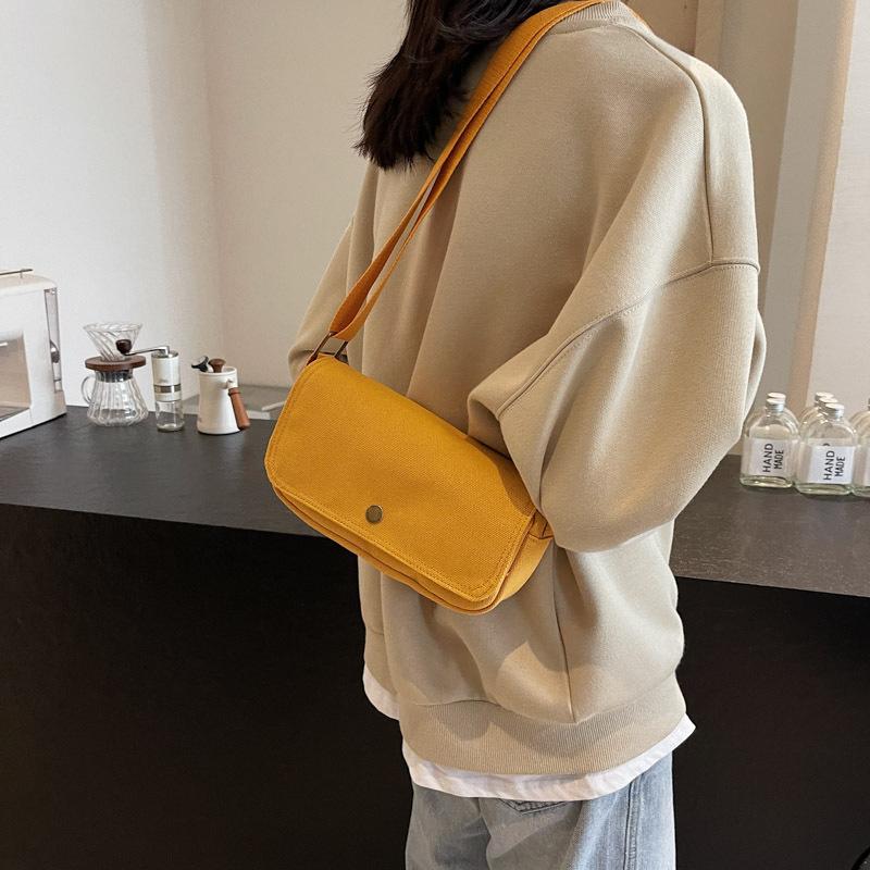 2025 Japanese fashion canvas small mobile phone bag casual men's workwear style crossbody bag couple simple shoulder bag