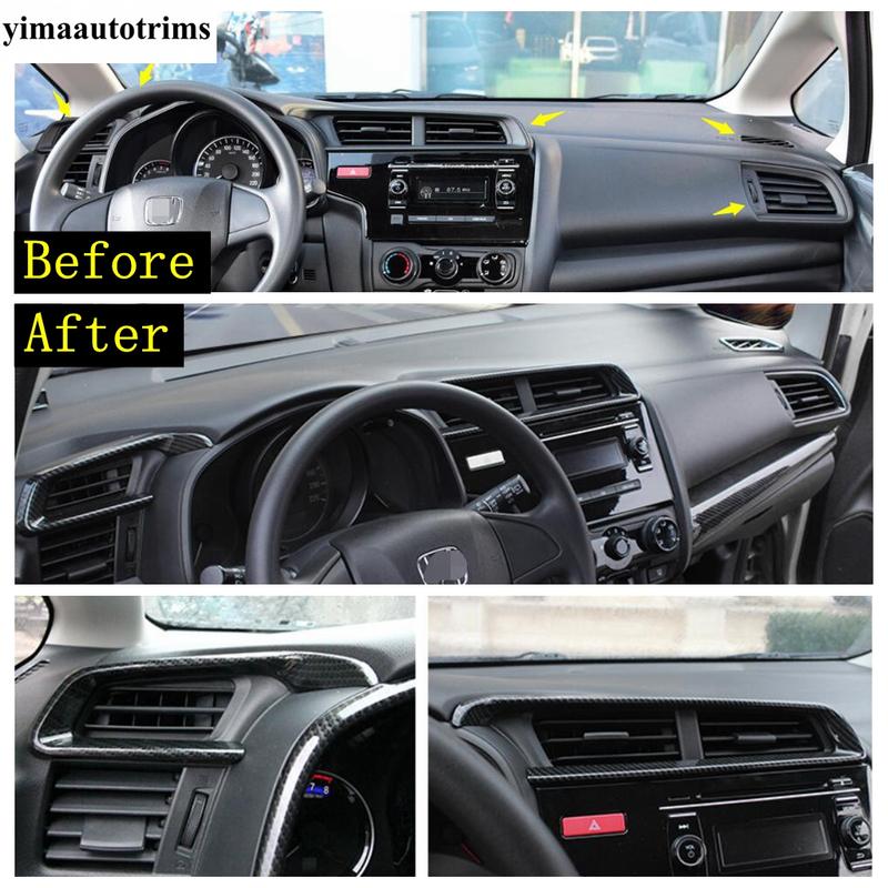 Dashboard Central Middle Air AC Conditioning Outlet Vent Frame Decoration Cover Trim Accessories For Honda FIT JAZZ 2014 -