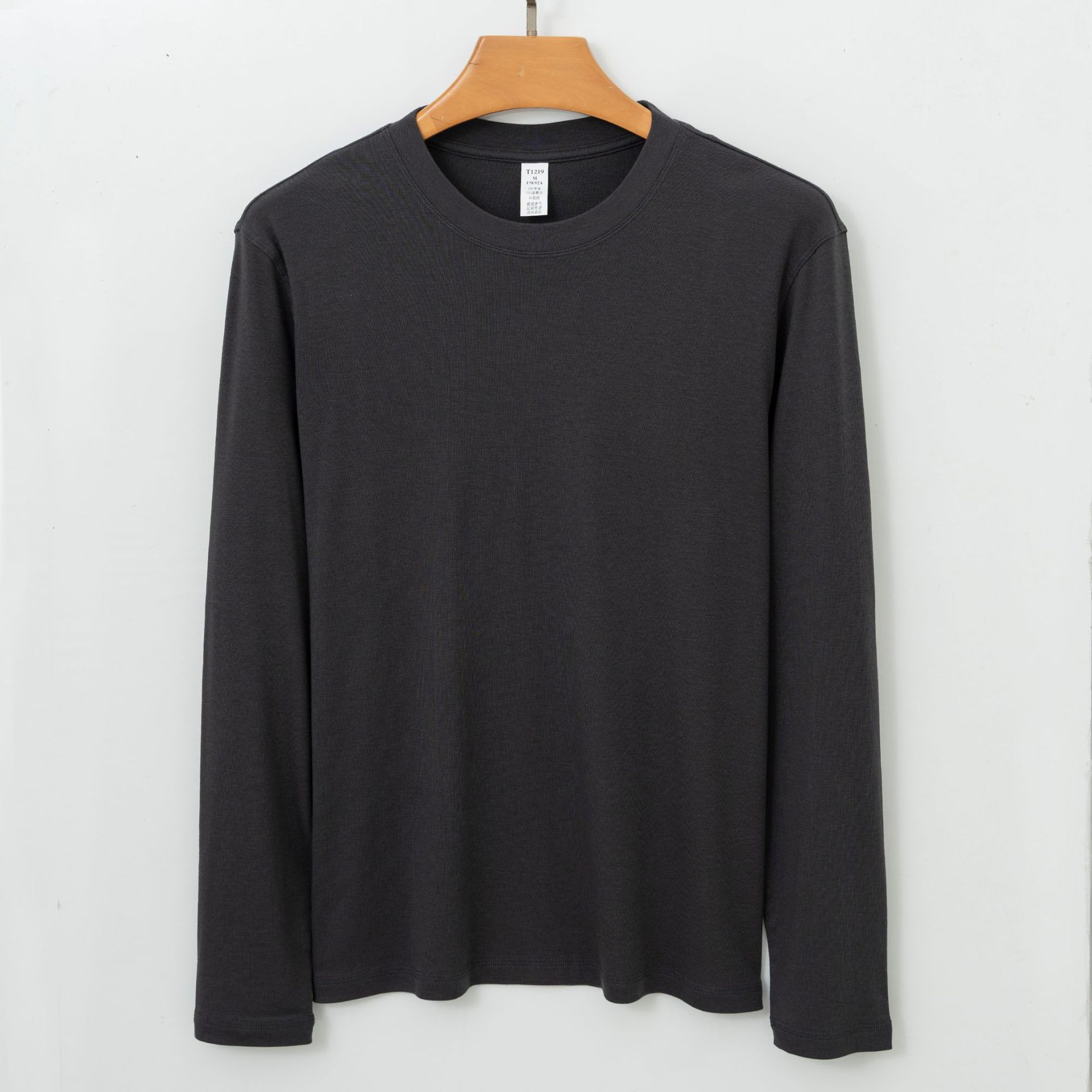 

Мужская футболка с длинным рукавом из лиоцелла, с круглым вырезом, не мнется, дышащая, удобная, роскошная, минималистичная, легкая, дышащая, для бизнеса. S