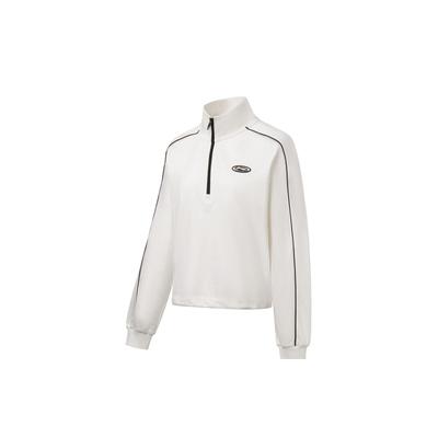 Lining Fitness Series Half-Zip Stand Collar Pullover Sweatshirt Women Sweatshirt Off-White AWDT564-5