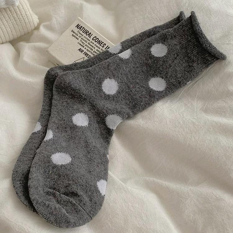 Women's Autumn and Winter Thickened Velvet Warm Point Yarn Polka Dot Wool Tube Socks