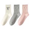 Bowknot Socks, Women's Mid-calf Socks, Solid Color Cotton Socks for Autumn and Winter, Ballet-style Sweat-absorbing and Odor-proof Women's Socks