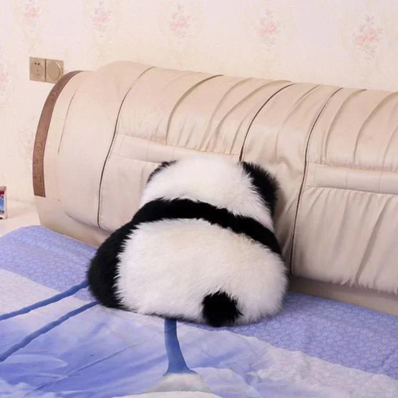 Super Cute Angry Panda Back View Throw Pillows 100% Wool / Artificial Wool Back Cushion for Bed Sofa Cushion Floor Cushions Cozy