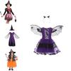 Magisches Baby-Mädchenkleid Halloween Cosplay Hexenkostüm für Teenager mit Puffärmeln