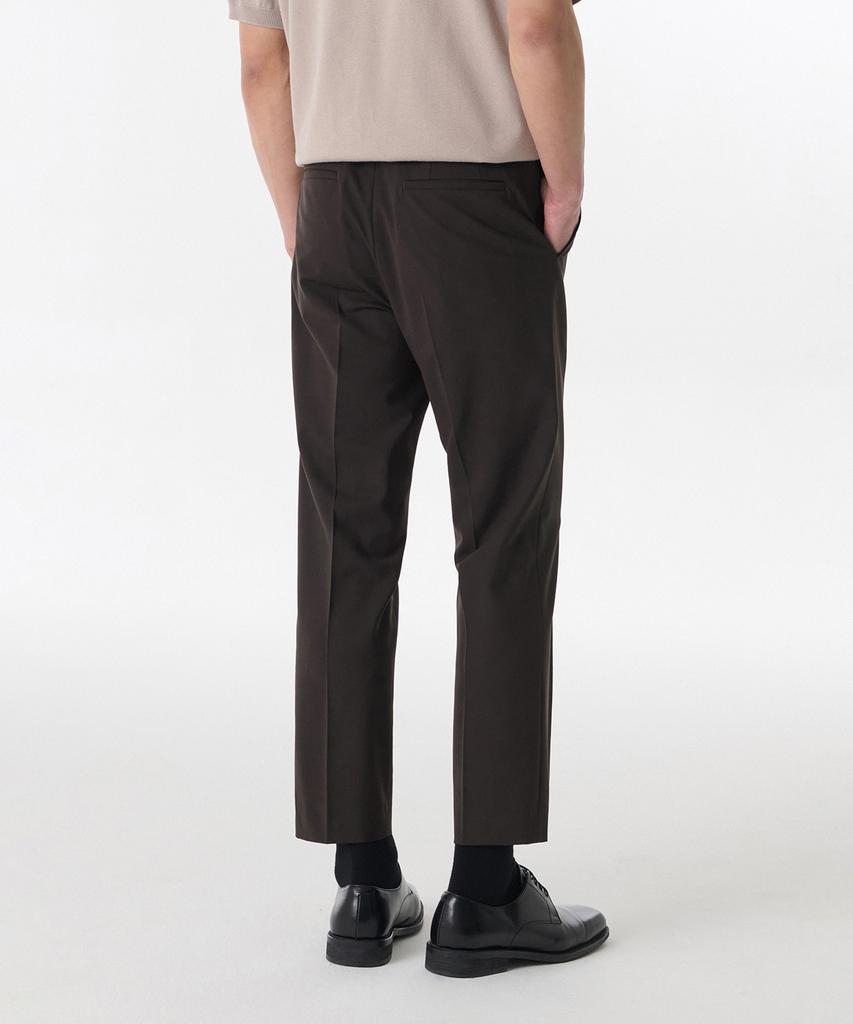 Musinsa Standard Summer Wool Relaxed Tapered Hidden Banding Crop Slacks [Brown]
