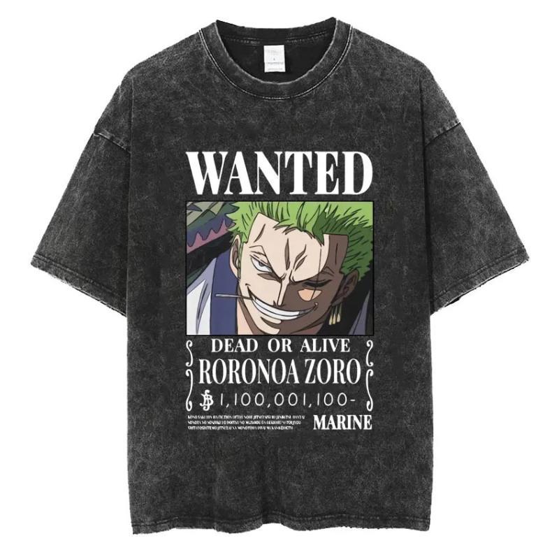 

Japanese Anime ONE PIECE TShirt Luffero Retro Cotton Washed Soft Shortsleeved Parentchild Tshirt for Men and Women YK M