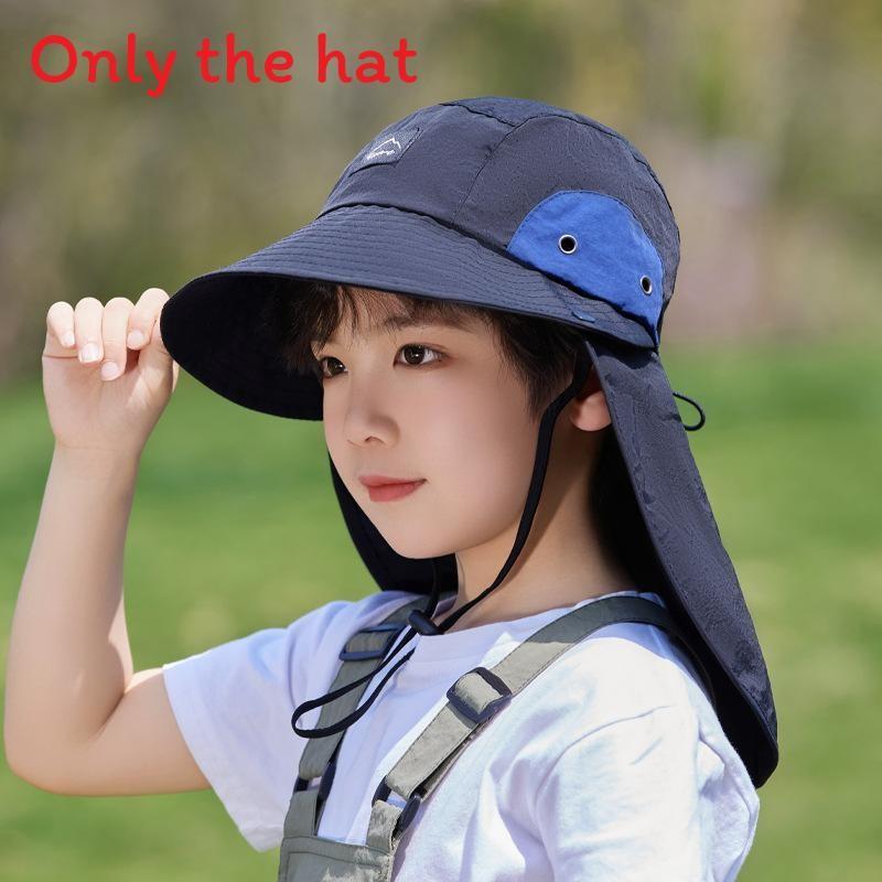 Summer Childrens Fisherman Hat With Large Brim And Waterproof Nylon For Sun Protection And Neck Coverage