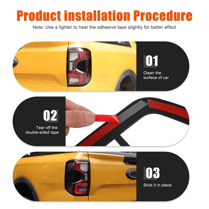2x ABS plastic Matte balck Headlight Cover Trim Front Head Lamp Strip Headlamp Tail Lights Frame Fit for Ford Ranger T9 +